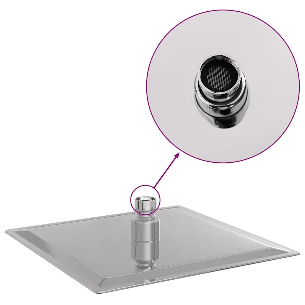 vidaXL Testa Doccia a Pioggia in Acciaio Inox 304 20x20 cm Quadrata