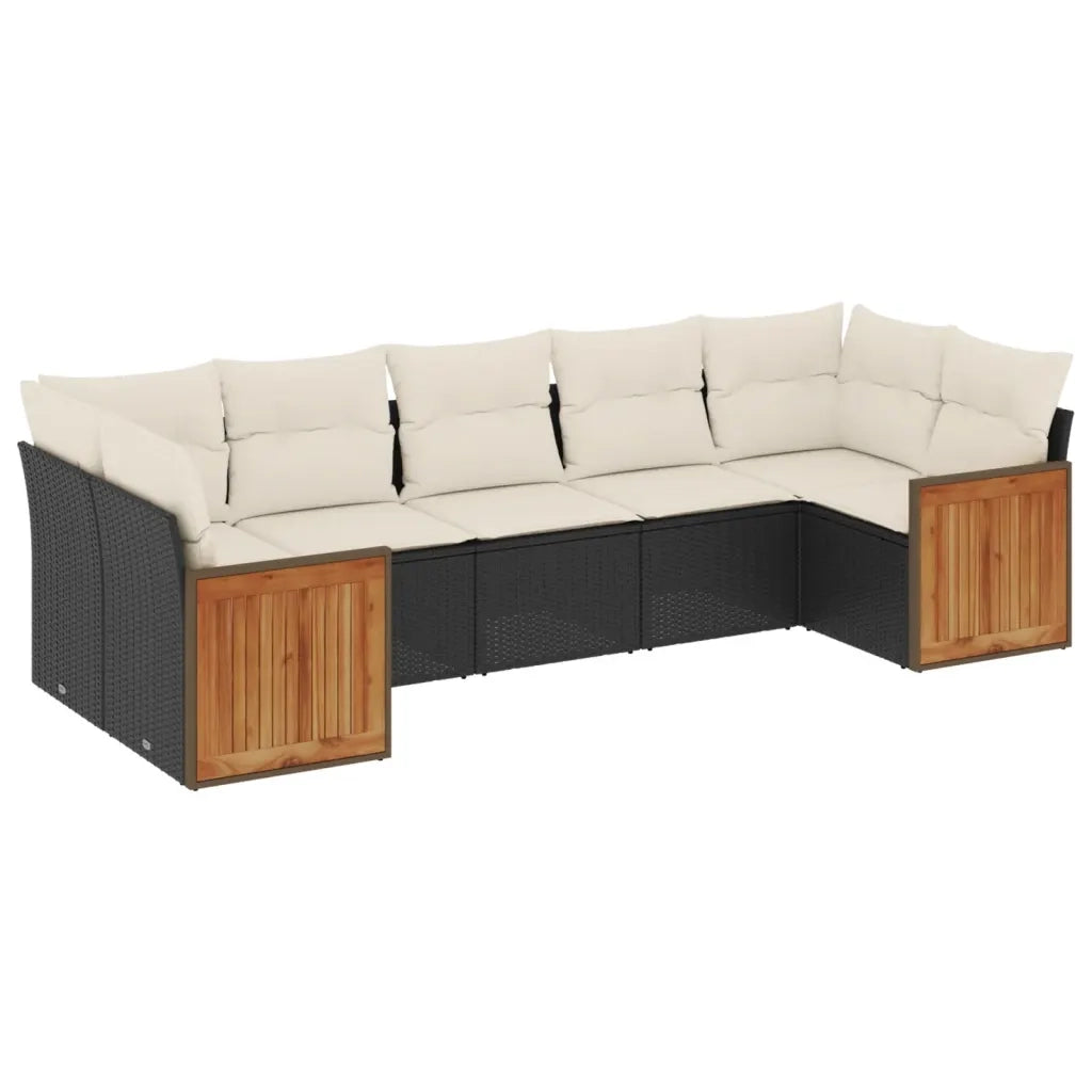 Set Divani da Giardino con Cuscini 7pz Nero Polyrattancod mxl 92182