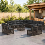 Set Divano da Giardino 14 pz Grigio polyrattan 3434996