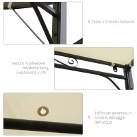 Gazebo Pergola da Giardino con Copertura in Tessuto Anti UV e Acciaio, 3x2.5m, Beige