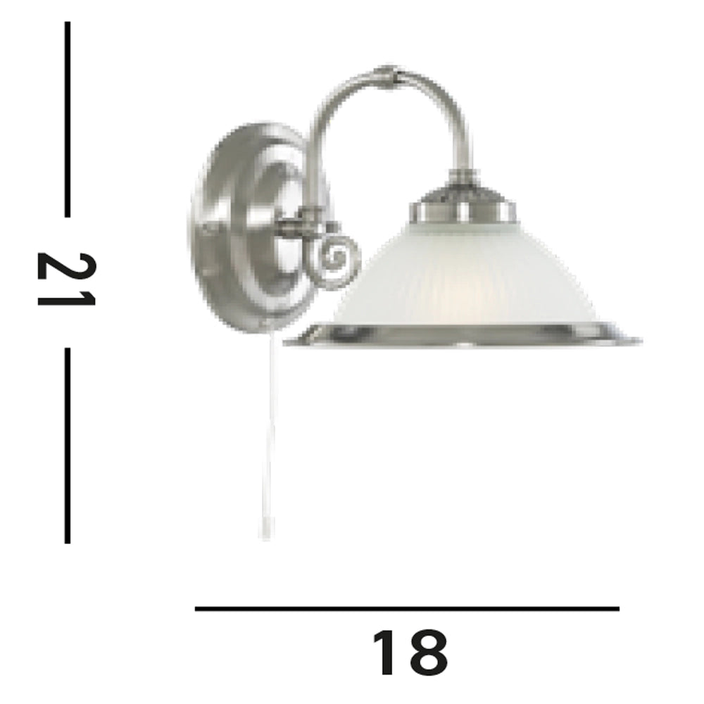Applique Contemporanea American Dinner Acciaio Argento Vetro 1 Luce E27