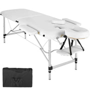 Lettino da massaggio portatile pieghevole in alluminio a 2 sezioni + copertura bianca 2008134