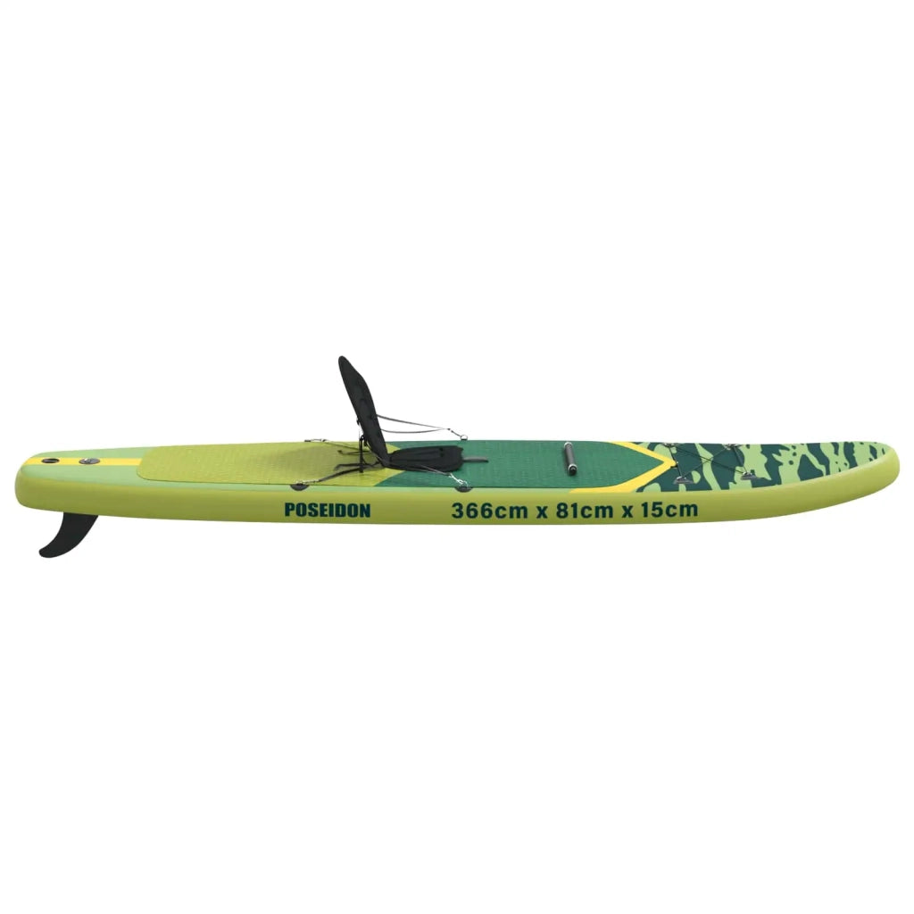SUP Board con Seggiolino 2-in-1 POSEIDON 366 x 81 x 15 cm Verde 42039133