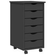 Armadio su ruote con cassetti 34 x 39 x 65,5 cm pratico contenitore moderno in stile rustico in pino grigio 02_0047158