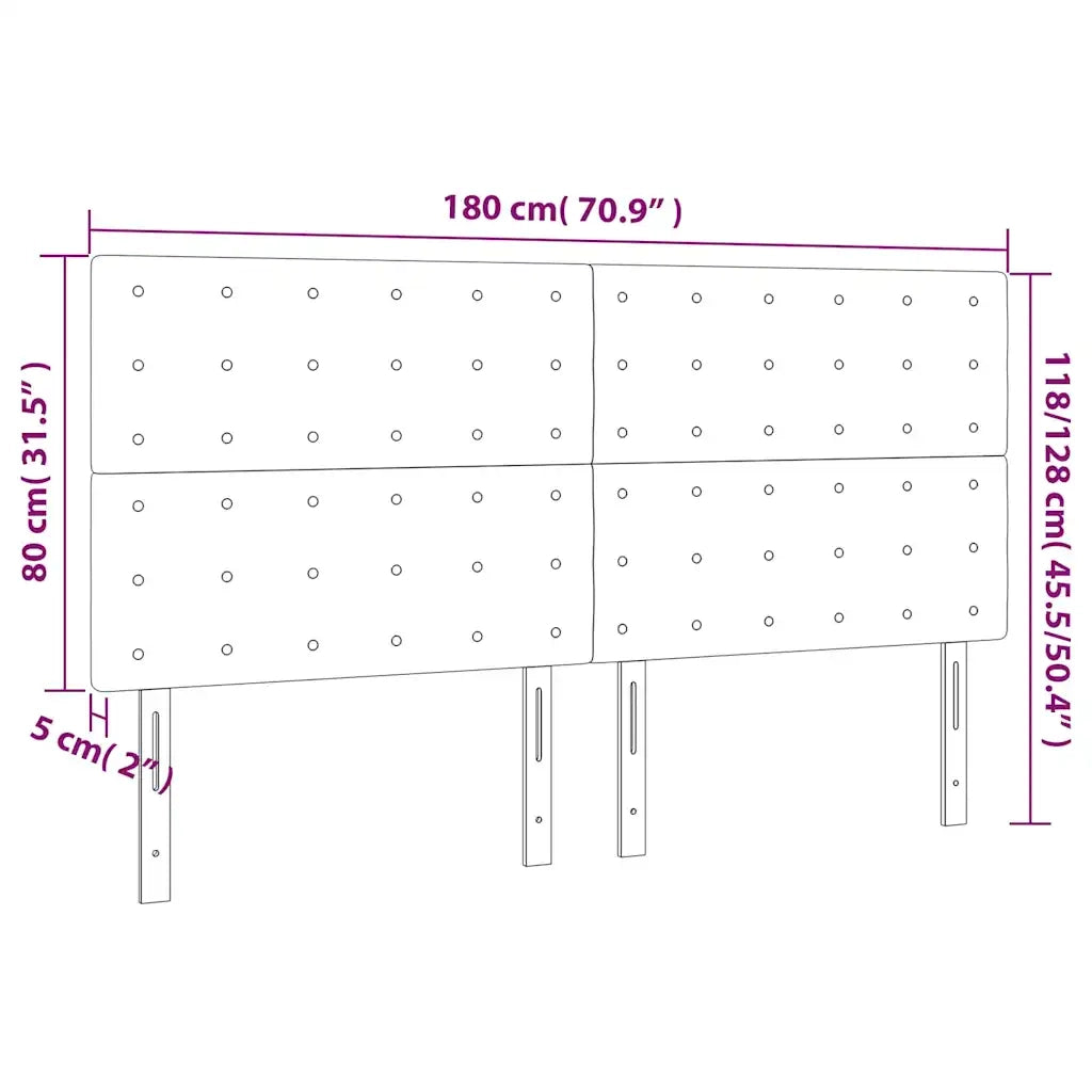 Testiera | Testata a LED Blu Scuro 180x5x118/128 cm in Velluto