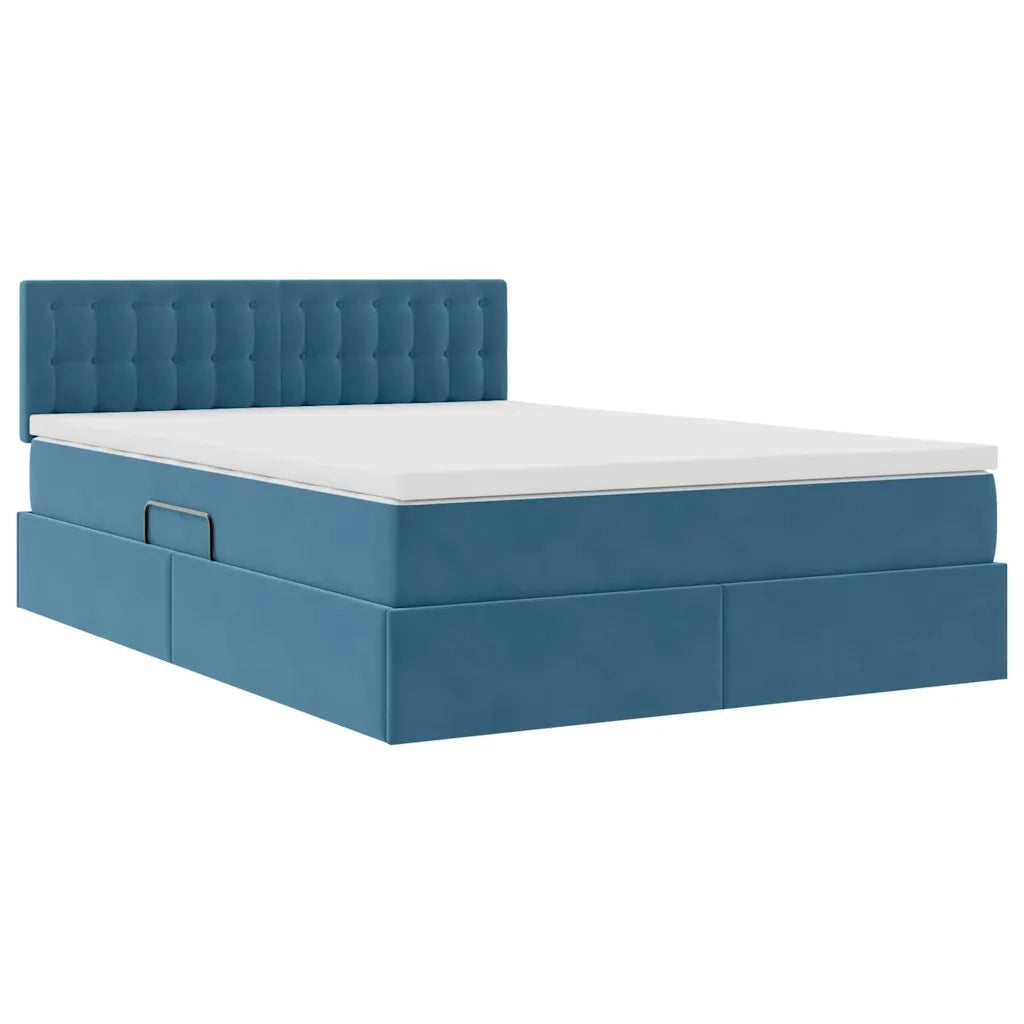 Letto con Contenitore Blu Scuro 140 x 200 cm Velluto