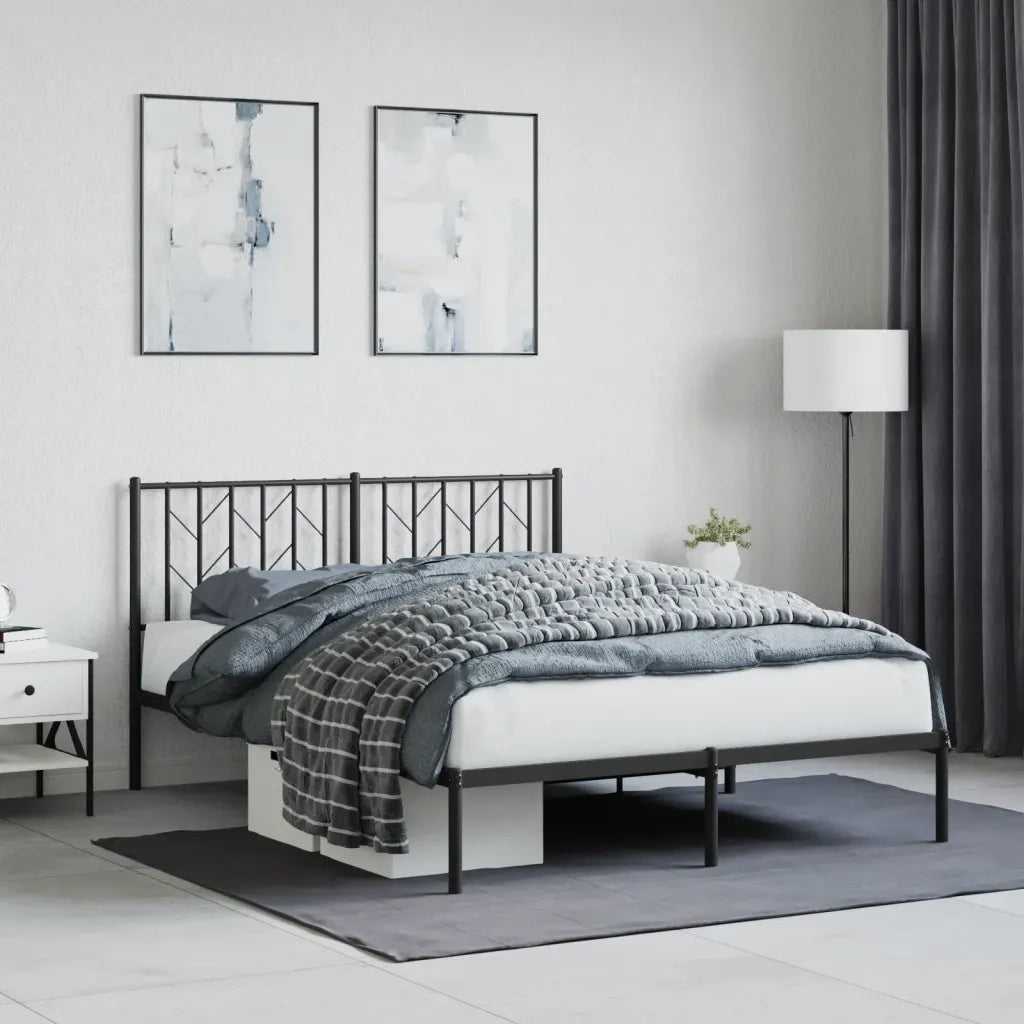 Giroletto con Testiera in Metallo Nero 140x190 cm 374437