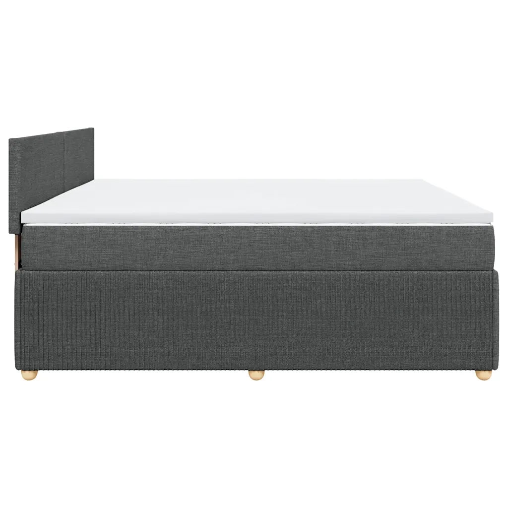 Giroletto a Molle con Materasso Grigio Scuro 200x200 cm Tessuto