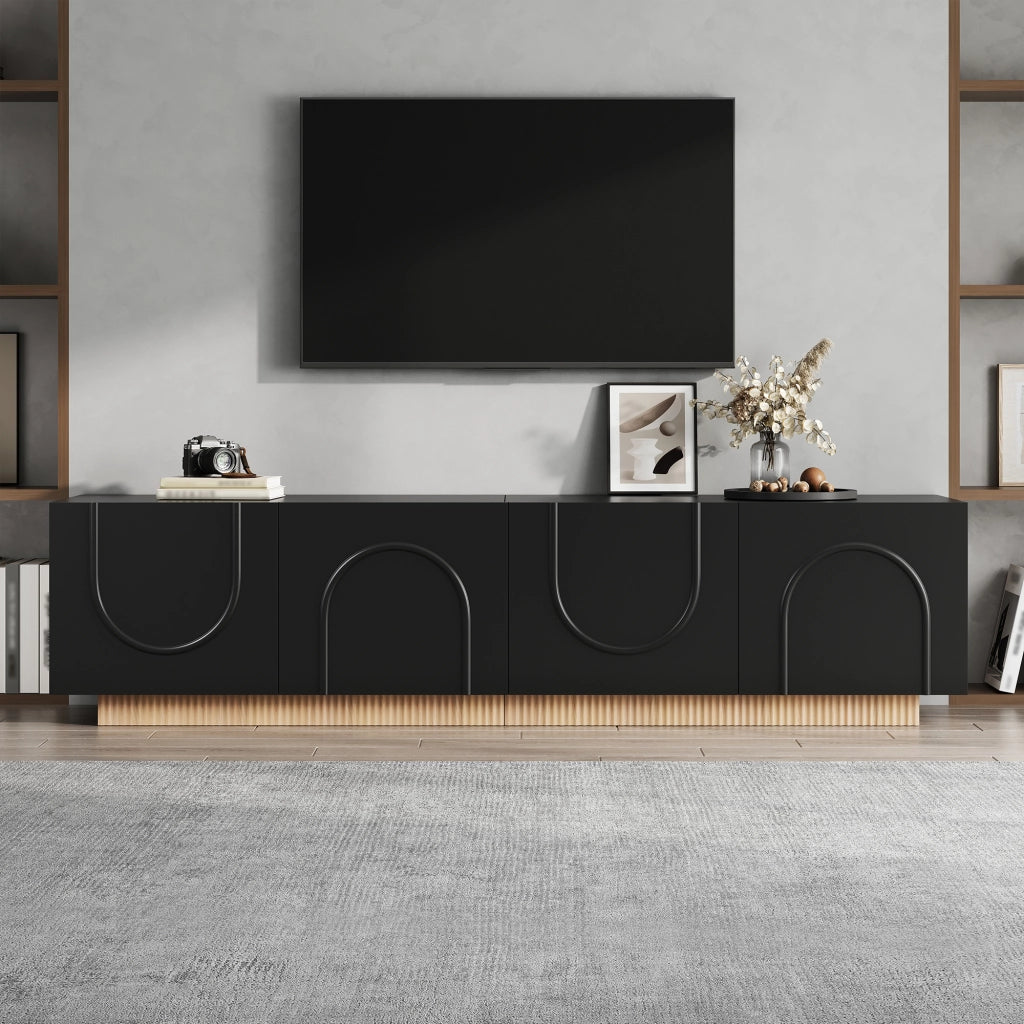 Mobile TV con 4 ante; 4 vani e passacavi - per soggiorno - 170×38×42 cm - nero