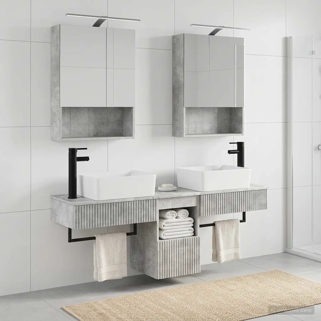Set di Armadi da Bagno 5 pcs Grigio Cemento 50 x 14,5 x 70 cm 3406322