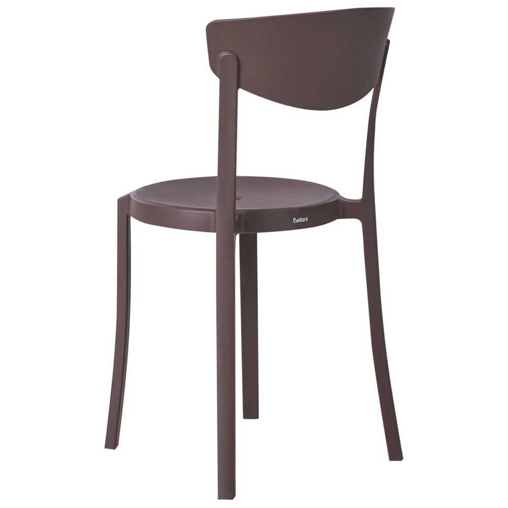 Set di 4 sedie da giardino in polipropilene marrone leggere resistenti alle intemperie in plastica per interni ed esterni moderne