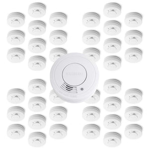Set 40x Rilevatore di fumo con batteria da 9 V, allarme antincendio con funzione HUSH, sensore antifumo fotoelettrico affidabile con potenza sonora di 85 dB