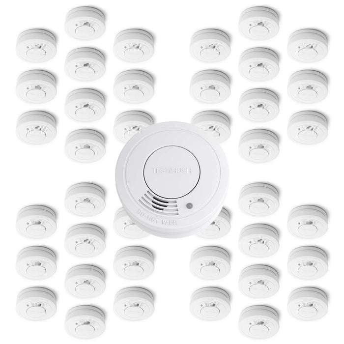Set 40x Rilevatore di fumo con batteria da 9 V, allarme antincendio con funzione HUSH, sensore antifumo fotoelettrico affidabile con potenza sonora di 85 dB
