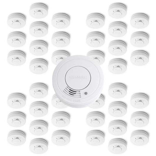 Set 40x Rilevatore di fumo con batteria da 9 V, allarme antincendio con funzione HUSH, sensore antifumo fotoelettrico affidabile con potenza sonora di 85 dB