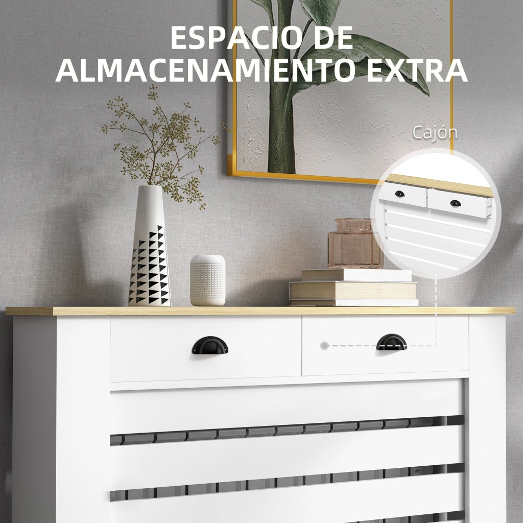 Copri Radiatore MDF con 2 Cassetti ¨C Xylo ¨C Bianco 111x19x95,5 cm