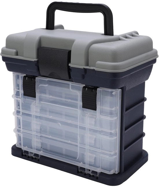 Visgerei Doos 4 Lagen con Viskoffer - Zitkoffer per Pescare - 4 Livelli - Materiale Duraturo - Cassetto a Strati