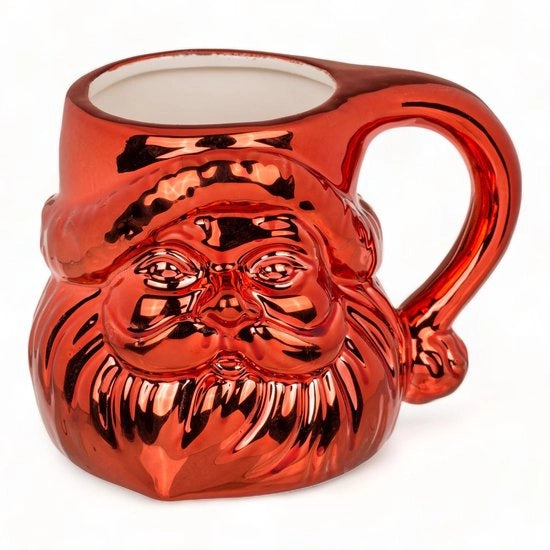 Bicchiere di Natale di alta qualità - 380ml - Bicchiere ceramico con design elegante - Ideale per bevande calde/fredde - Bicchiere con immagine del Babbo Natale - Bicchiere di Natale con stile