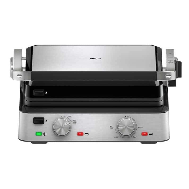 Braun CG 7020 Griglia Elettrica di Contatto 2000 W piastre in ghisa antiaderente PTFE 667 cm² fino a 6 persone colore Nero Acciaio inox
