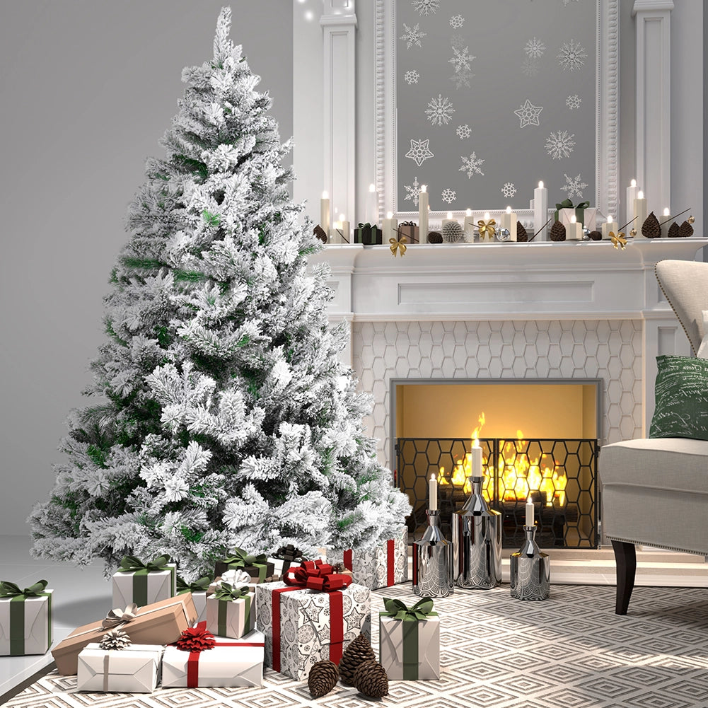 Albero di Natale Innevato Bianco Winter Palace Foltissimo 150cm 550 Rami Innesto