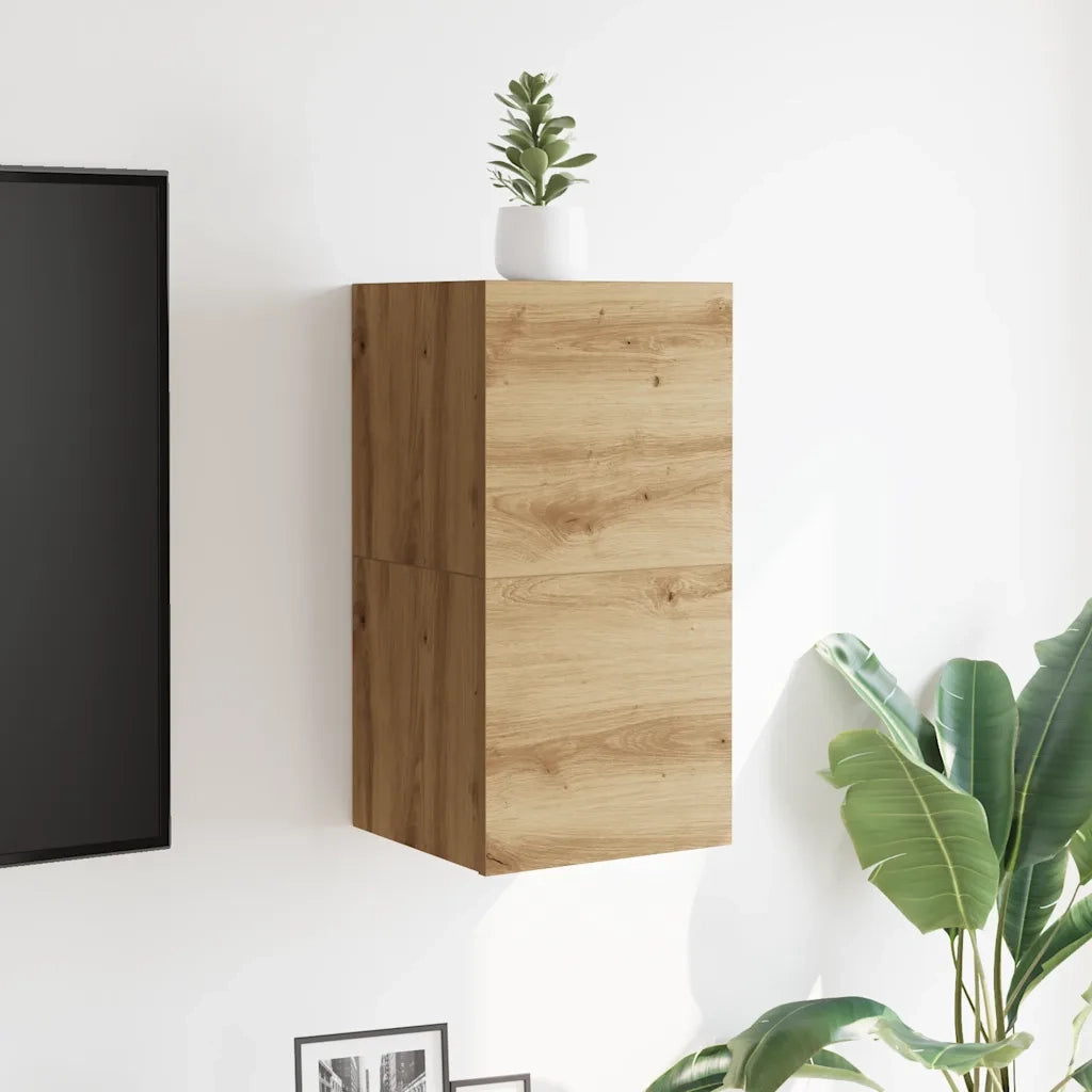 Armadietti TV Montati a Parete 2pz Artigianale 30,5x30x30 cm 856415