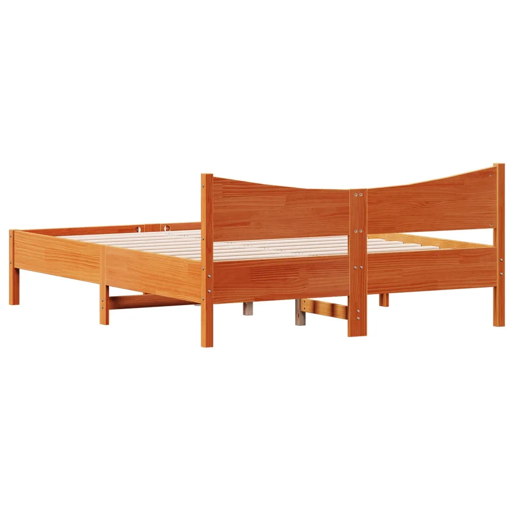 Letto matrimoniale | Letto per adulti | Giroletto senza Materasso Marrone Cera 150x200 cm Legno di Pino