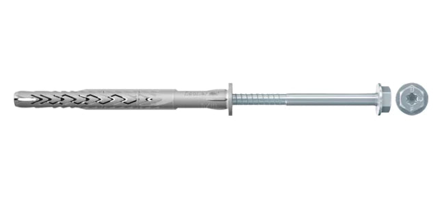 SXRL 14X160 FUS - FISCHER - TASSELLO PROLUNGATO IN NYLON CON MARCATURA CE CON VITE PREMONTATA T.E. FLANGIATA IMPRONTA TORX