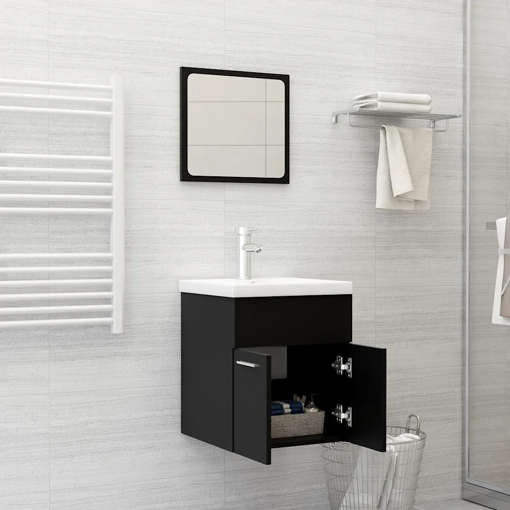 Set Mobili da Bagno 2 pz Nero in Truciolato cod mxl 59218