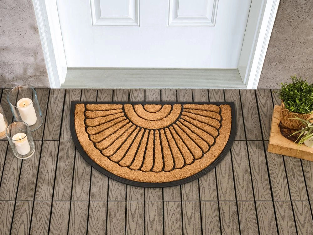 Zerbino in fibra di cocco naturale con retro in gomma antiscivolo 45 x 75 cm Semicircolare Decorazione moderna per interni