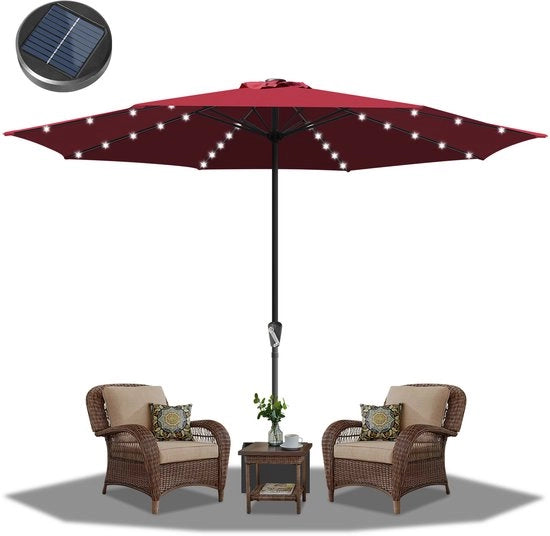 Ombrellone per Giardino - Balcone - 3.5m - Impermeabile - LED - Rosso
