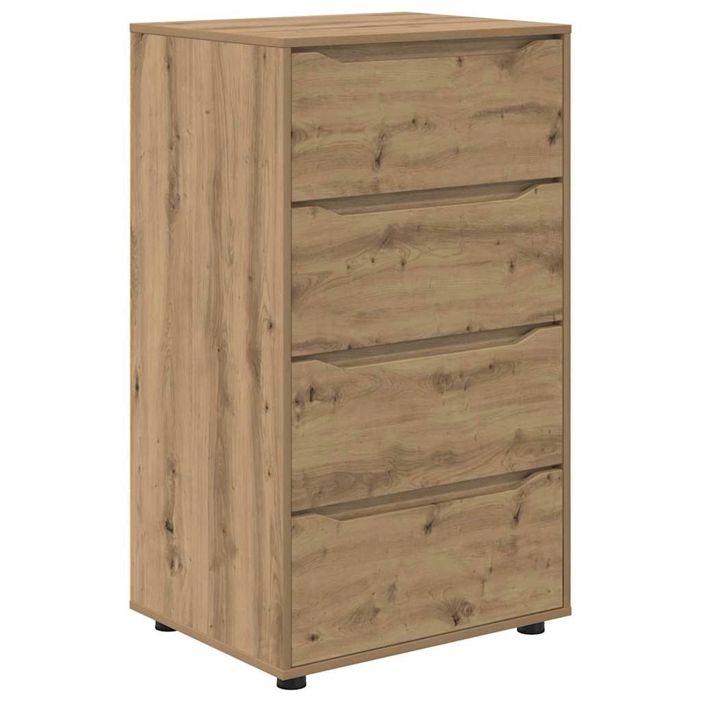 Set di 2 mobili contenitori minimalisti e pratici 60 x 48 x 105 cm realizzati in legno di rovere ingegnerizzato finitura artigianale 02_0056195