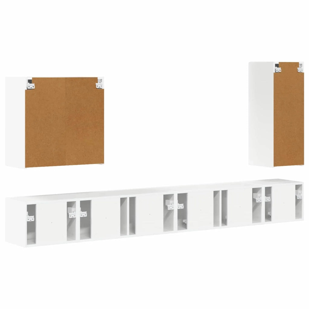 Set di Mobiletto da TV a Parete 6 pcs Bianco Lucido