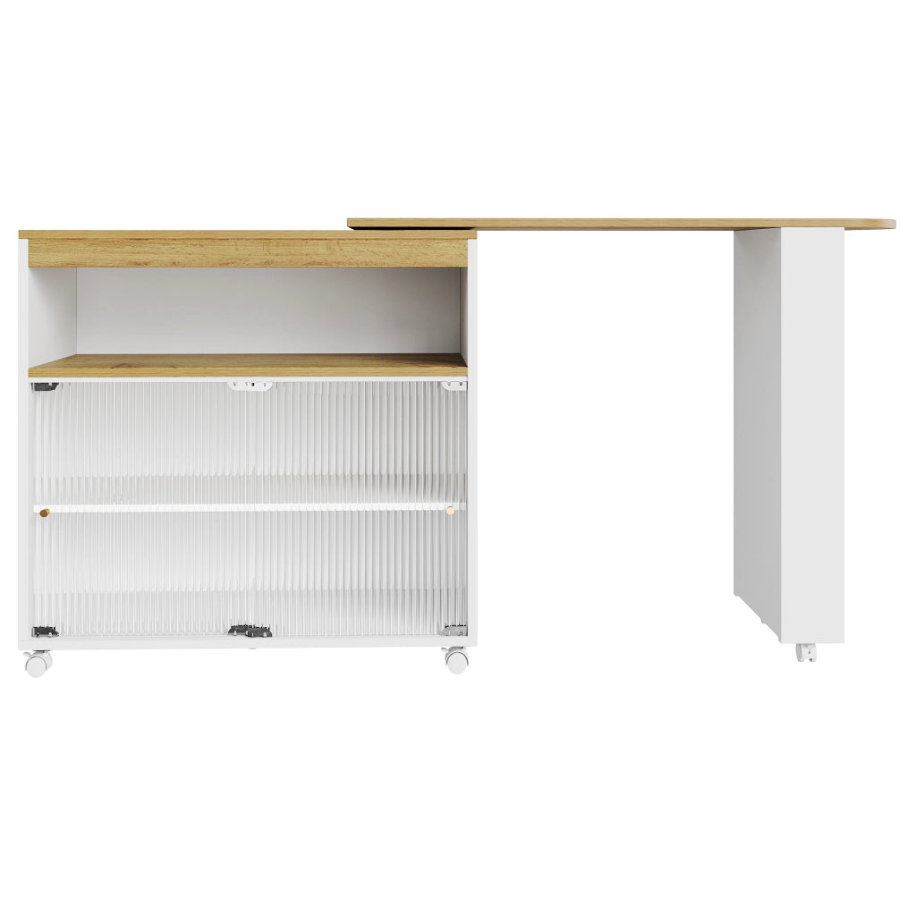 Tavolo Bar Allungabile con Vano Contenitore e LED ¨C MINIMAL ¨C Bianco, 138-204x39x105 cm