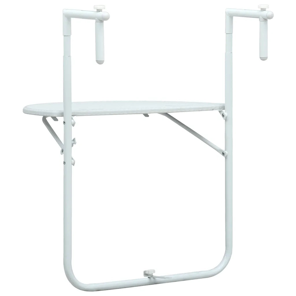 Tavolo da Balcone Pensile Bianco 60x64x83,5cm Plastica Rattan cod mxl 34206