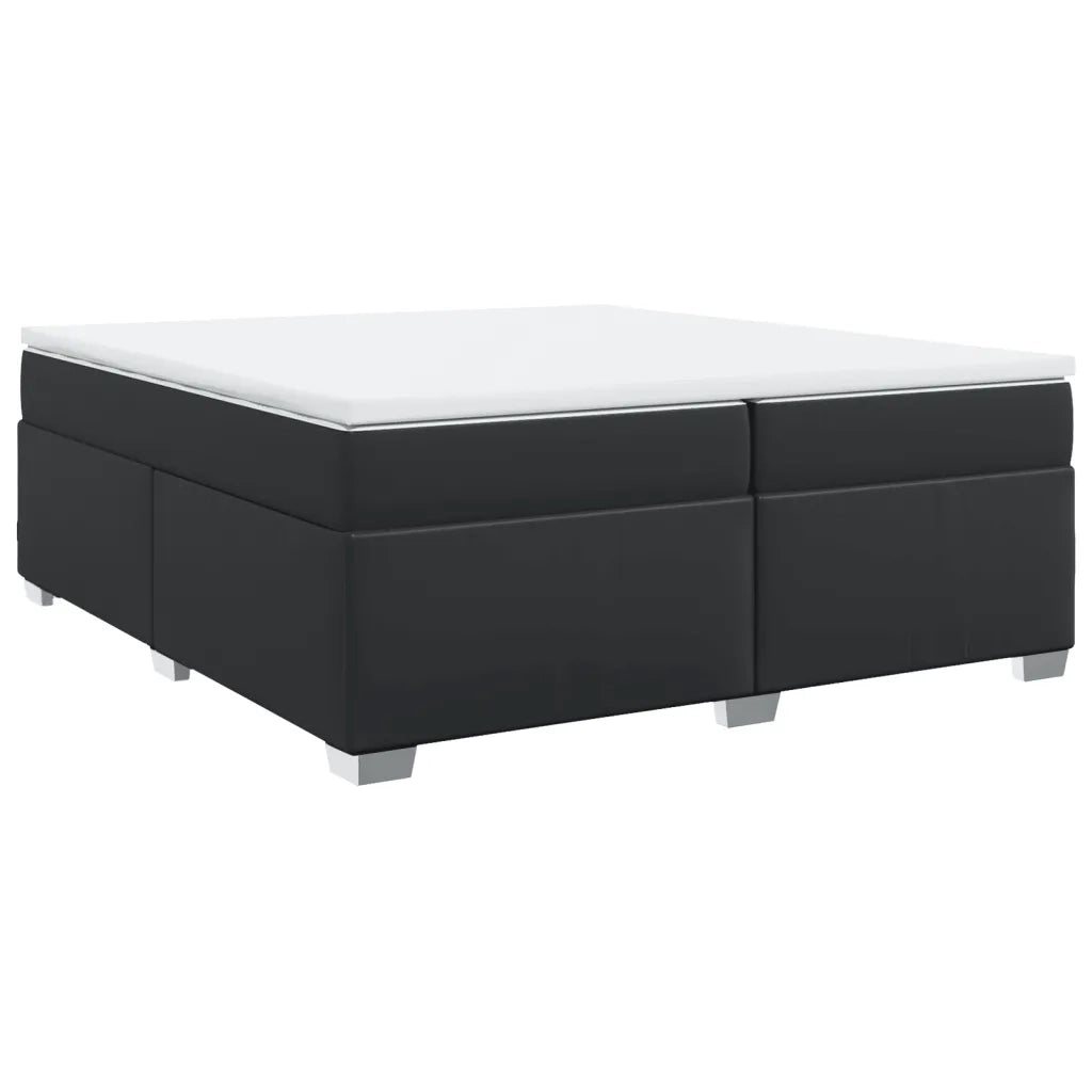 Giroletto a Molle con Materasso Nero 200x200 cm in Similpelle