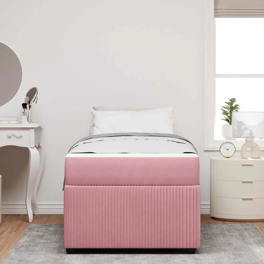 Struttura del letto con materasso-Giroletto con materasso Rosa 90 x 190 cm Tessuto 922654