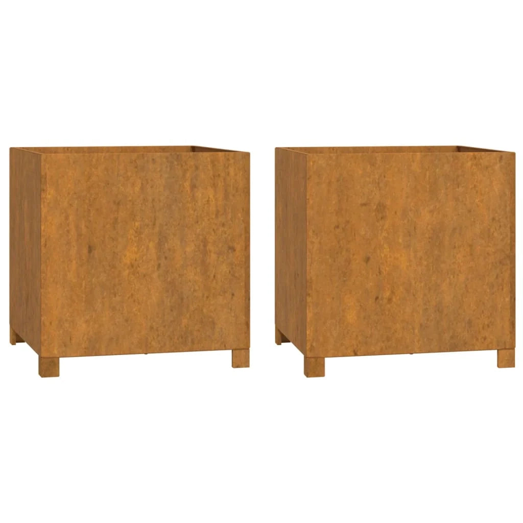 Fioriera rialzata con gambe set da 2 finitura ruggine 49 x 47 x 50 cm acciaio corten marrone 02_0038878