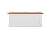 Cassapanca baule in legno Shabby chic ap bianca e miele