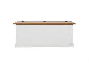 Cassapanca baule in legno Shabby chic ap bianca e miele