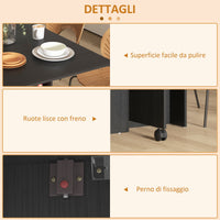 Tavolo Salvaspazio Pieghevole a 2 Ribalte per 6 Persone Nero