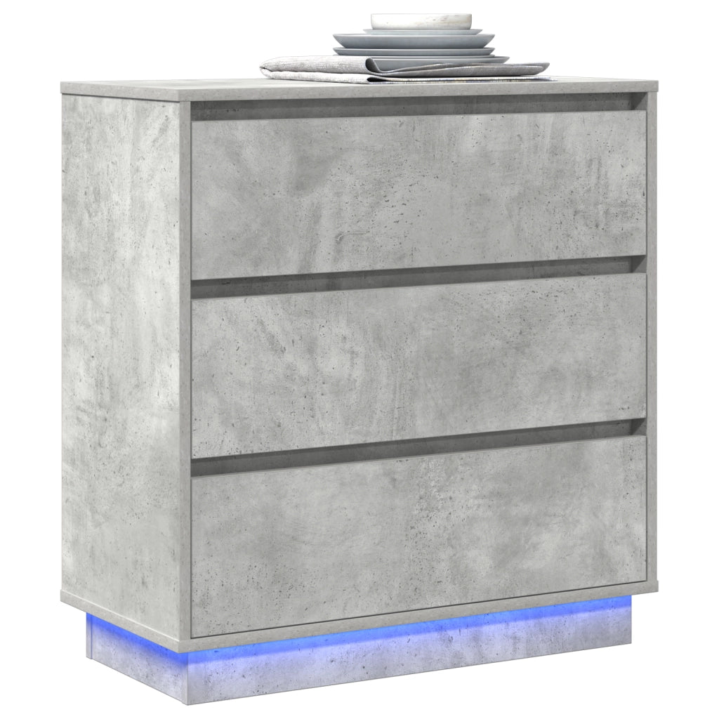 Comodino  con LED Grigio cemento 71x34,5x75 cm Legno ingegnerizzato