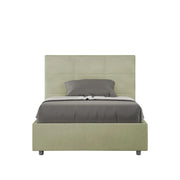 Letto imbottito 1 piazza e mezza 120x190 cm Mika - Con rete,Microfibra,Tè verde
