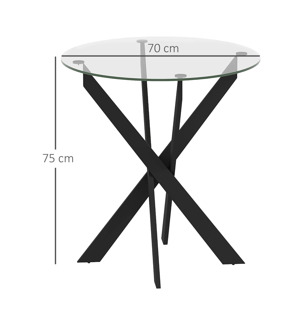Tavolo da pranzo rotondo in vetro Ø70 cm con gambe nere
