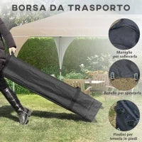 Gazebo da Giardino 3x3 m Pieghevole con Altezza Regolabile e Borsa di Trasporto con Ruote, Beige