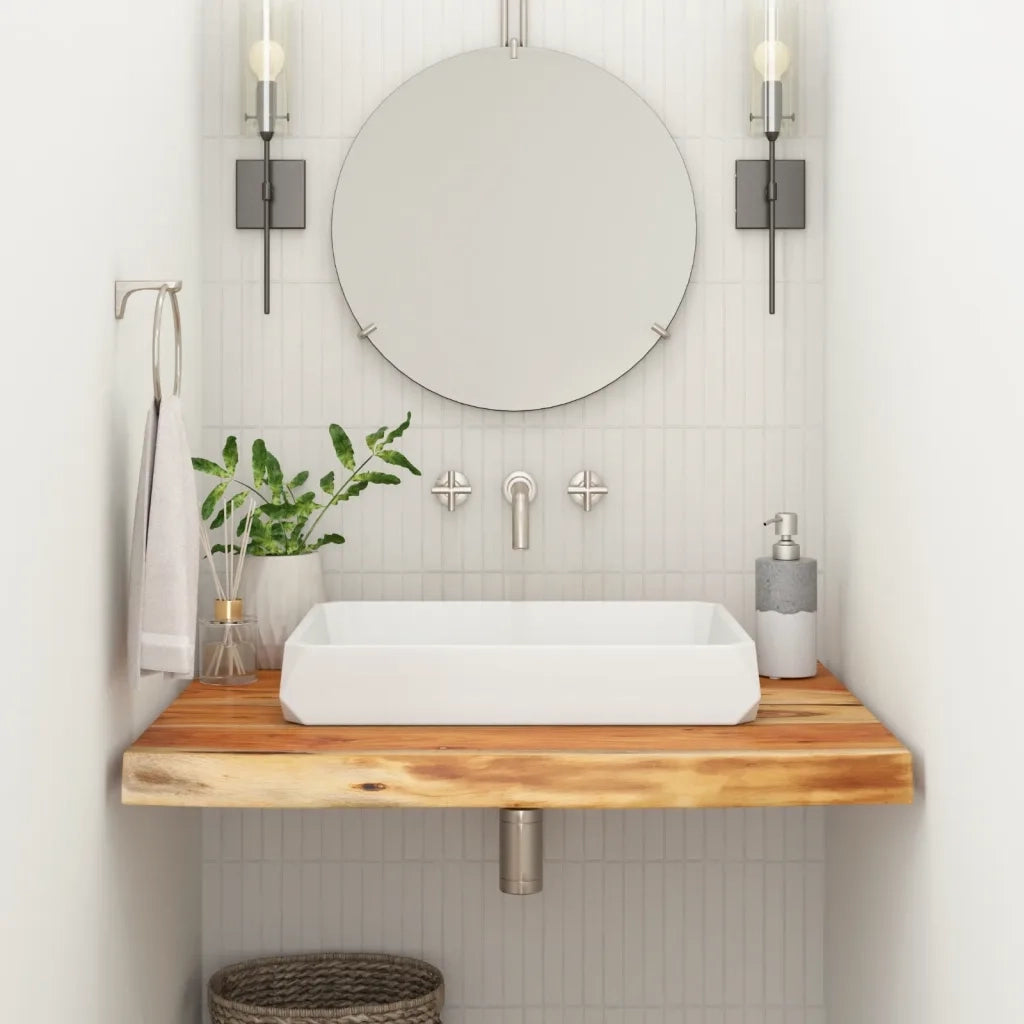 Piano Bagno 70x60x2,5 cm Rettangolare Legno Massello di Acacia 370259