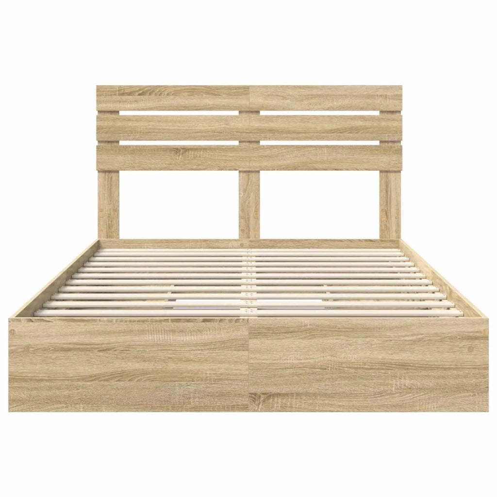 Letto con Contenitore con testiera Rovere Sonoma 160 x 200 cm