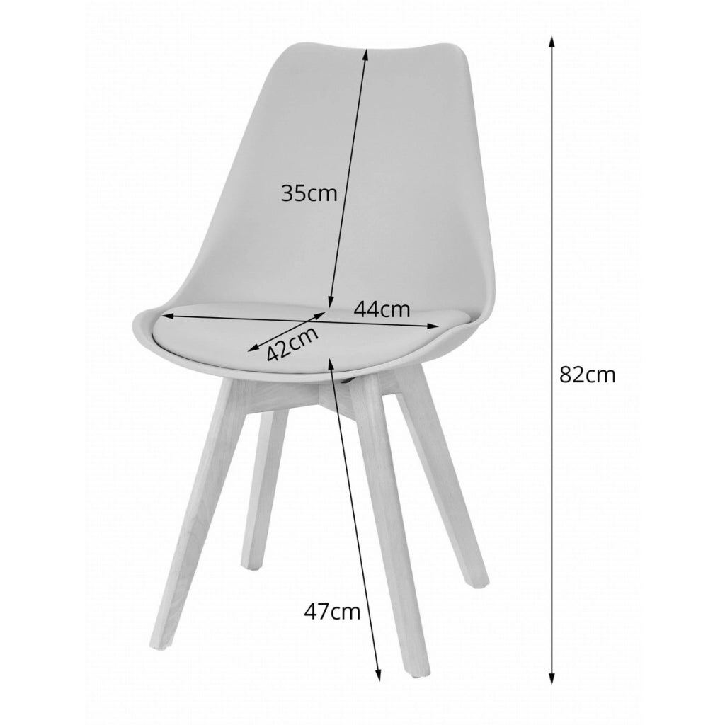 Set di 4 Sedie Mark Grigie con Gambe in Legno di Faggio