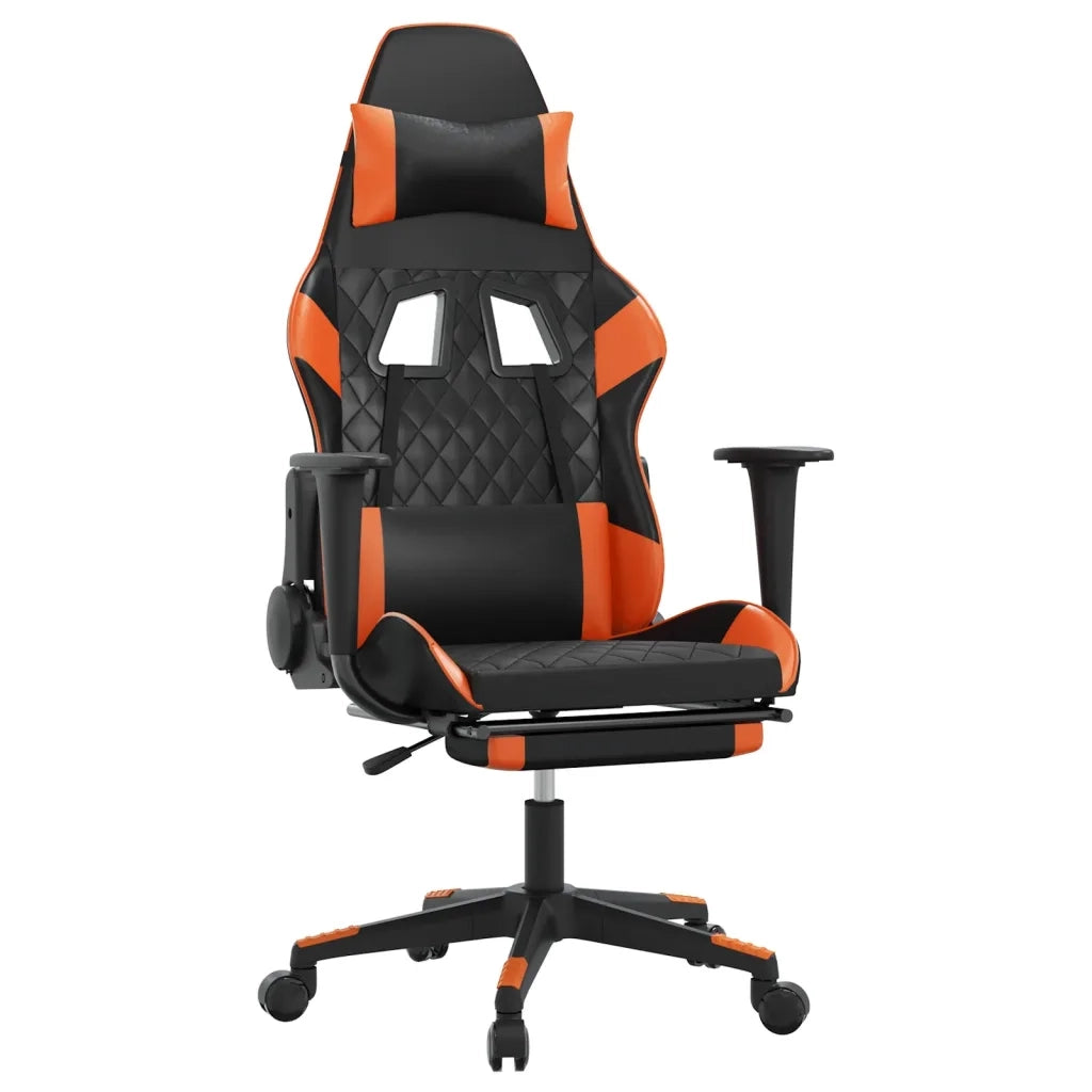 vidaXL Sedia da Gaming con Poggiapiedi Nero e Arancione in Similpelle