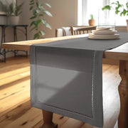 Tappeto in cotone 100%, con apertura centrale, per sale da 8 posti, dimensioni 40 x 230 cm, grigio, tovaglia decorativa per feste, casa, ristoranti e alberghi, lavabile in macchina