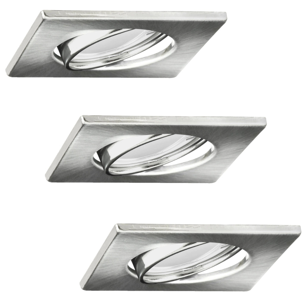 Set 3 faretti LED incasso quadrati nichel GU10 Polux