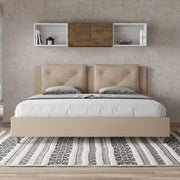Letto imbottito Matrimoniale 180x210 cm Appia - Similpelle,Senza rete,Tortora